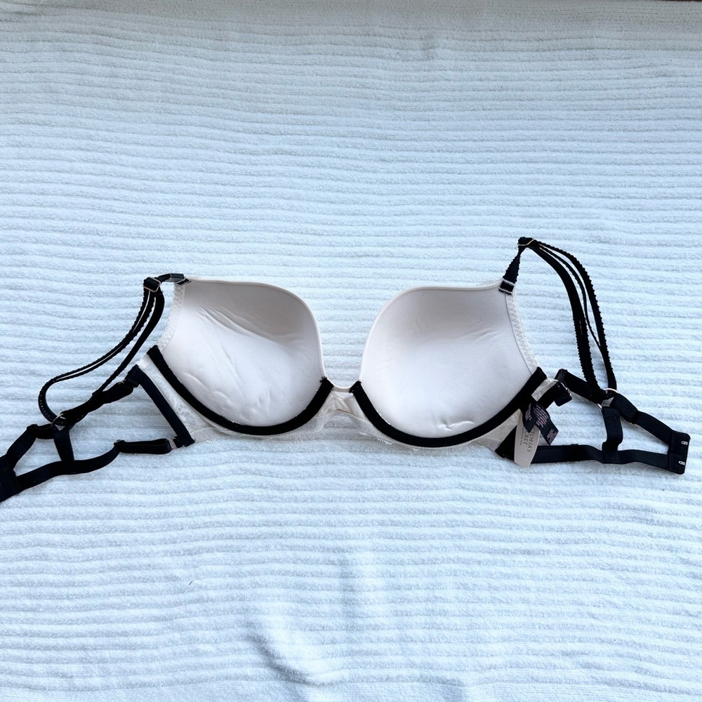 VICTORIA’S SECRET | NWT Very Sexy Push Up Bra Cream & Black Strappy 34D - Picture 5 of 5